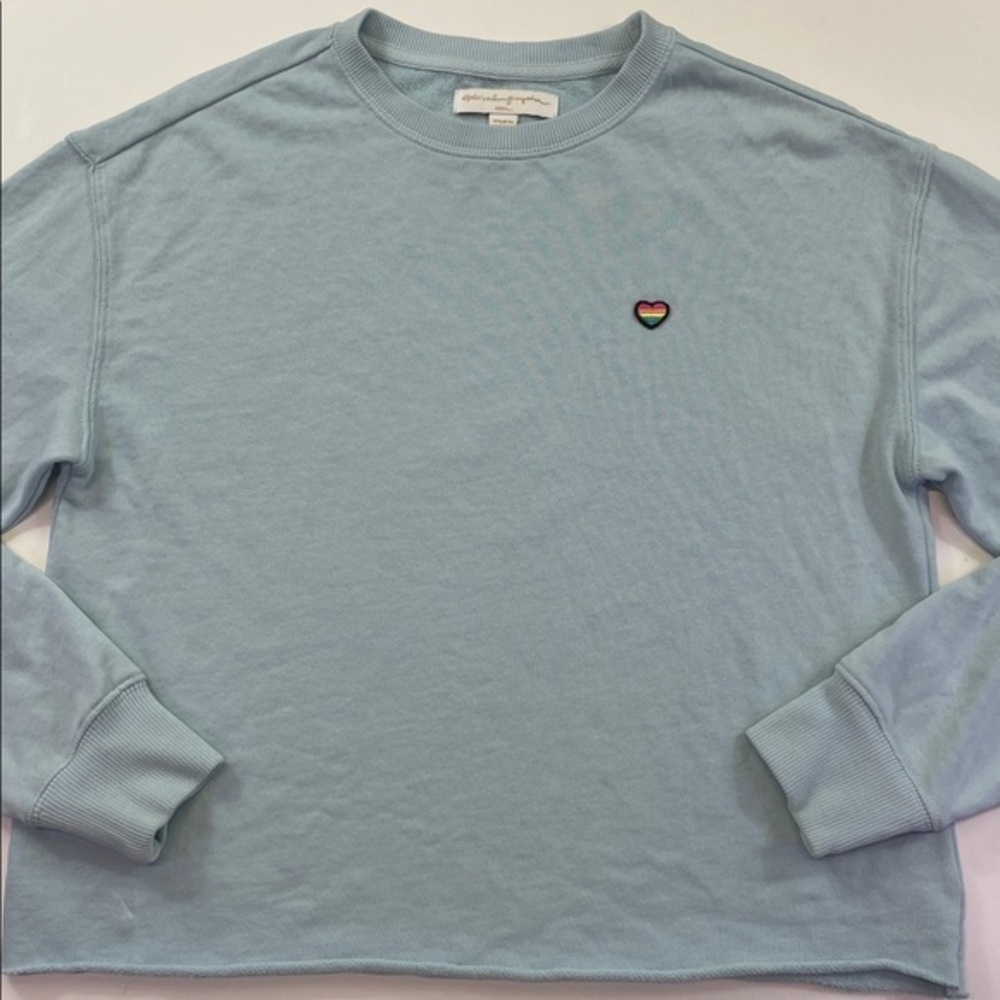 Spiritual Gangster Aloha Sweatshirt Rainbow Heart Blue Women’s Sz XS/S